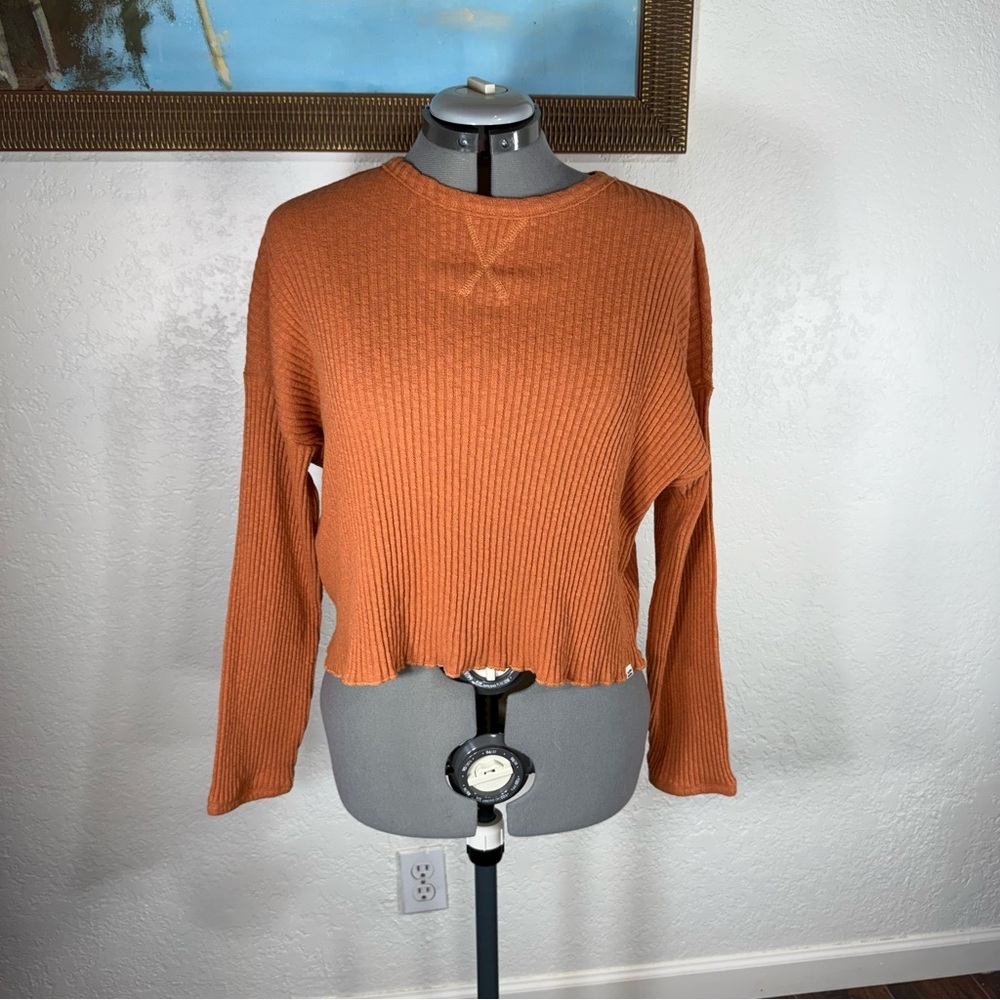 Billabong Rust Cropped Rib Knit Long Sleeve Sweater Women’s‎ Size Small